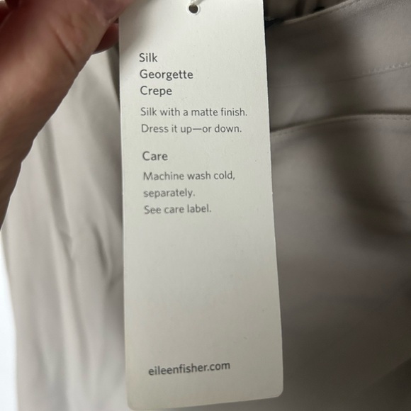 Eileen Fisher 100% Silk Georgette Crepe Wide Leg Wrap Pants in Taupe XS NWT - Picture 3 of 8